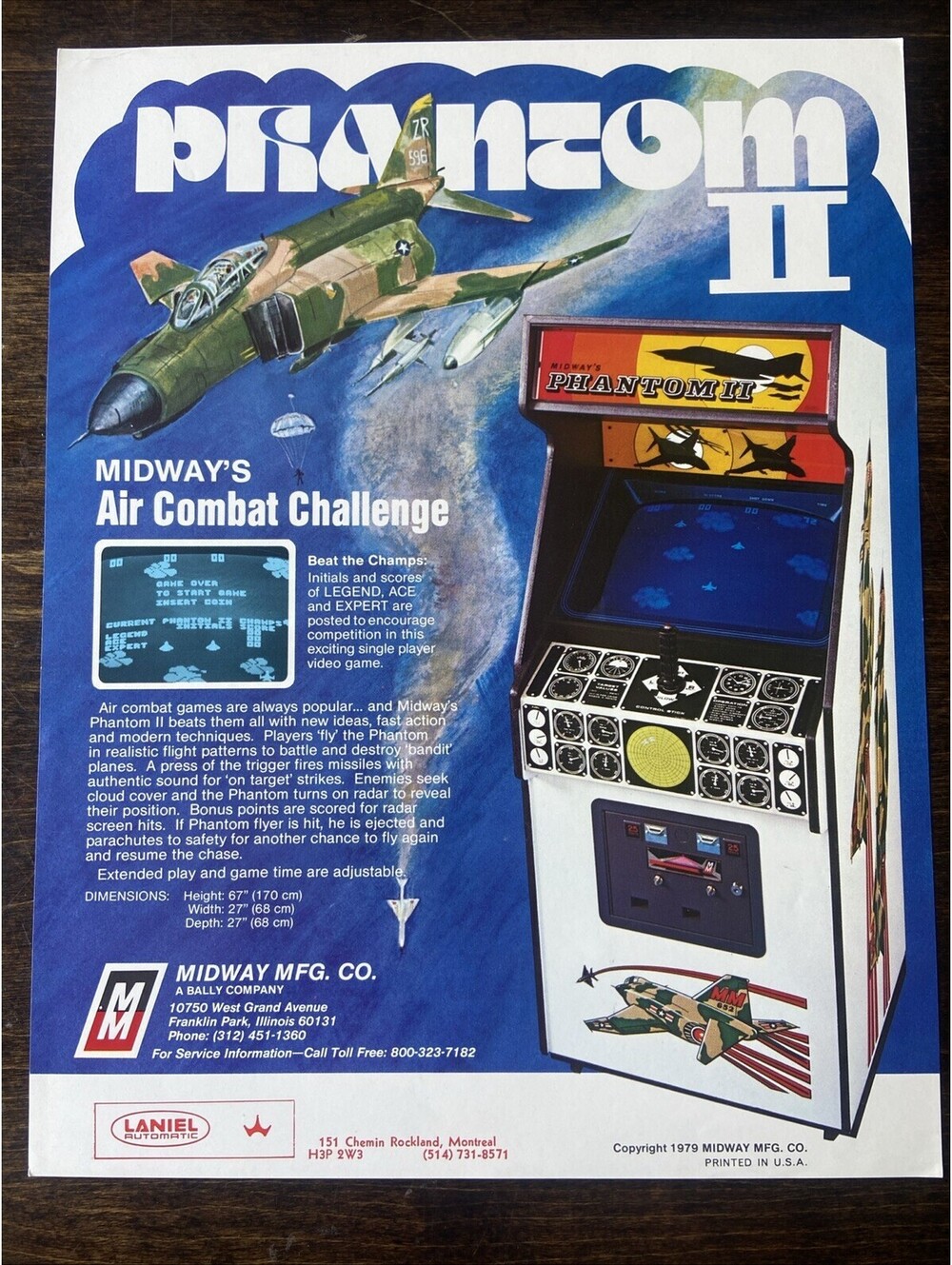 Midway Phantom Arcade Pinball FLYER Original Ad Promo Poster Not PCB